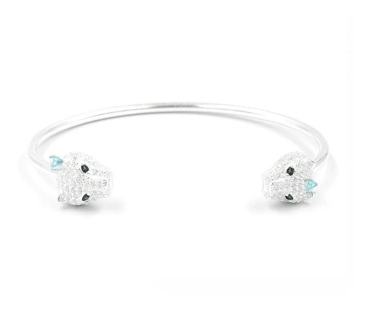 Bracelete feminino prata 925 pantera branca - Almeida&Gioì